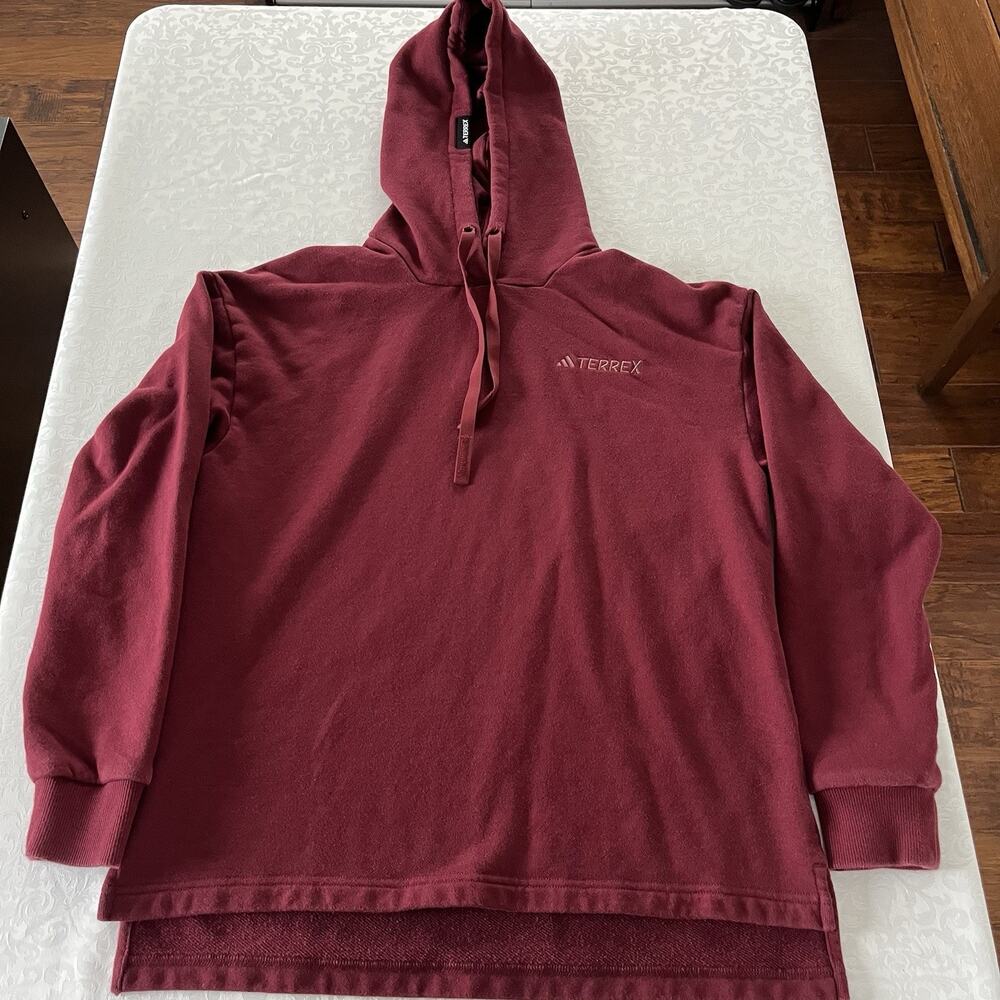 Adidas Terrex Men Small Pullover Hoodie Drawstring Maroon